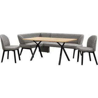 Home Affaire Eckbankgruppe »Aretha Essecke, Sitzgruppe, Eckbank, Küchenbank« Set, 4er, 4 Stk. tlg. Esszimmer Sitzgruppe, Tisch, Stühle und Bank gepolstert, Nosagfederung, grau