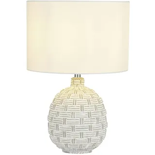 Licht-Erlebnisse Jonathan Tischleuchte Nachttischlampe Weiß E14 36,5 cm Keramik