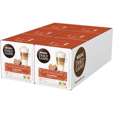NESCAFÉ Dolce Gusto Latte Macchiato Caramel | 96 Kaffeekapseln | Arabica Robusta Mischung | Feines Karamell Aroma und leckerer Milchschaum | Aromaversiegelte Kapseln | 6er Pack (6 x 16 Kapseln)