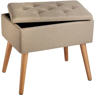 tectake Sitzbank Ranya, 51 x 37,5 x 45,5 cm, Sand , Sandfarben , Holz , Recyclingholz, Buche , Abstrakt , Rechteckig , 37.5x45.5x51 cm , Wohnzimmer, Sessel, Hocker & Hockerbänke, Sitzhocker