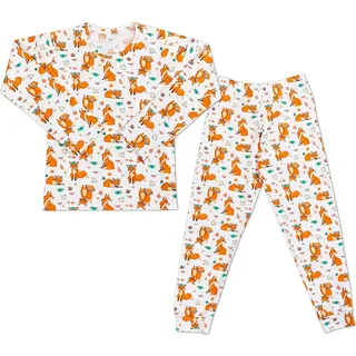 Langärmelige Pyjamas, lange Hosen - 120 - Orange,Weiß - Orange, Weiß