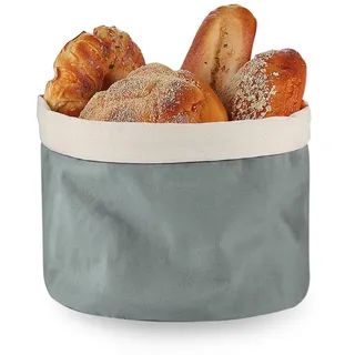 Brotkorb mit Deckel und Kordelzug Brotbeutel Ø 25 cm Brötchenkorb 100% Baumwollbrotkorb Fällt Nicht Zusammen Bläuliches Grau Brottasche Brotbox
