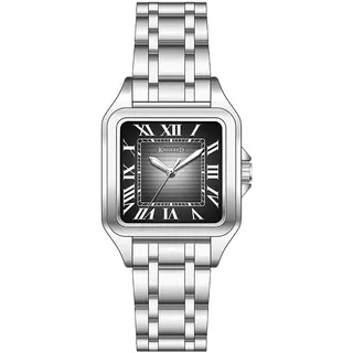 KNISKRED Klassische Quadratische Uhr für Herren Mit Altrömischen Ziffern Und Massiv Edelstahlarmband (Farbverlauf Schwarz)