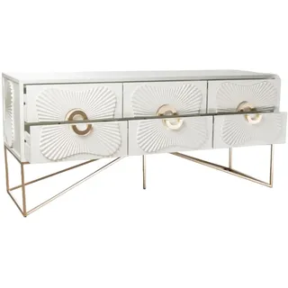 Romimex Sideboard, Weiß, Gold, Metall, MDF, 120 x 54 x 38 cm