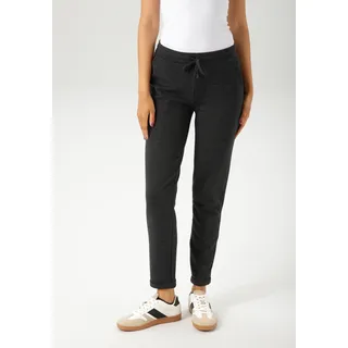 Aniston CASUAL Schlupfhose mit trendigem Fischgrat-Muster, schwarz