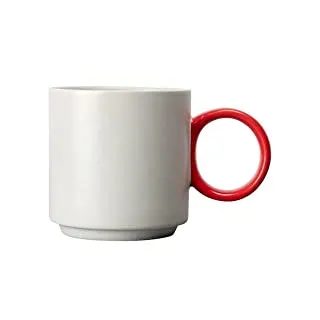 BY ON Cup Noor, Grau/Rot, Kaffeetasse, Teetasse, Hergestellt aus Porzellan, Design Tasse, Porzellan Tasse, Retro Vintage Design, Erhältlich in mehreren Farben