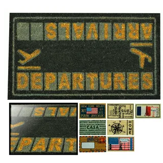 LucaHome Fußmatte aus Kokosnuss, natürlich, 70 x 40 cm, mit Rutschfester Unterseite, lustige Kokosmatte, Flughafenterminal, saugfähig, ideal für Außentür oder Flur