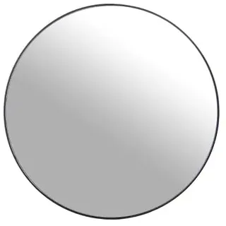 DRW Runder Wandspiegel aus Metall in Schwarz, 80 x 80 x 5 cm