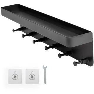 Intirilife Schlüsselbrett mit Ablage Selbstklebend 24.5/6 cm , Kunststoff , 6x4.7x24.5 cm , Garderobe, Schlüsselkästen & Schlüsselboards