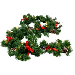 LED Weihnachts Girlande mit Tannenzapfen - 274 cm - Advent Deko Beleuchtung