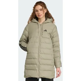 adidas Essentials CLIMAWARM 3-Streifen Light Daunenparka mit Kapuze grau XS
