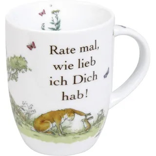 Könitz K1111030781 Kaffeebecher "Rate mal, wie lieb ich Dich hab!"Becher Porzellan 12 x 8 x 10.3 cm, Mehrfarbig