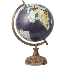 Globus aus Holz, 22 x 20 x 33 cm, Schwarz