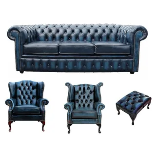 Sofagarnitur Chesterfield Design Set Polster Couch Garnituren Leder Textil #453
