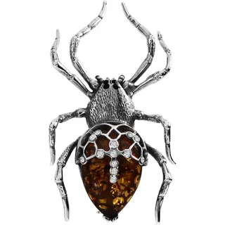 OSTSEE-SCHMUCK Brosche »- Spinne - Silber 925/000 - Bernstein&Schmuckstein« (), silberfarben