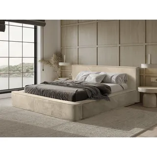 Polsterbett Doppelbett MODESTO 140x200cm in Stoff Lincoln Beige - Beige