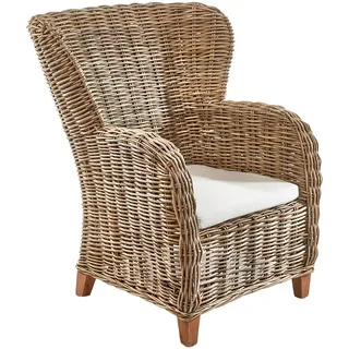 Kobolo Rattansessel TOSCANO aus Rattan inklusive Kissen - 100 cm hoch - Braun