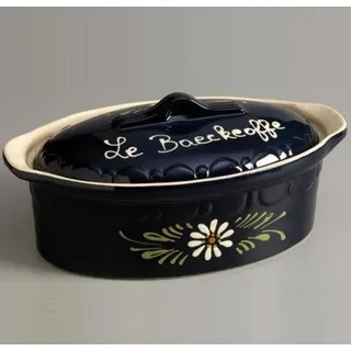 Ovale terrine 37cm blaues dekor weiße blumen Siegfried 134D6 - Blau, Weiß