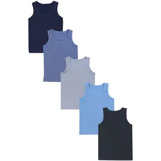 Unterhemd TUPTAM "Unterhemd Kinder Jungen Unterhemd Ärmellos 5er Pack", Jungen, Gr. 140, N-Gr, schwarz (dunkelblau anthrazit indigo blau grau), Obermaterial: 95% Baumwolle CO. 5% Elasthan EL., Unterhemden Unterhemd