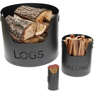 Valiant Kaminbesteck Aus Metall, 3 Teilig, Schwarz, Für Kamin Und Ofen | Dreiteiliges Kaminbesteck Set Aus Metall, Farbe Schwarz, Für Kamin, Ofen Und Feuerstelle, Langlebig