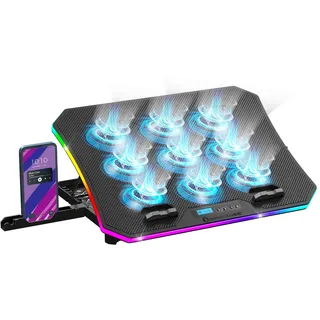 EMPIRE GAMING - Guardian C900 (2024 Neu) PC-Kühler für Laptop 12''-17'' RGB - 9 Lüfter - LCD-Controller - 10 RGB-Modi - 6 Geschwindigkeiten - 7 Einstellbare Höhen - Abnehmbare Halterung