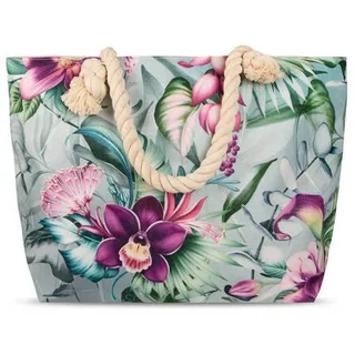 Xxxl Strandtasche , Grün, Jadegrün , Textil , Blume , 43x60 cm , Freizeit & Co, Koffer & Taschen, Strandtaschen