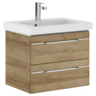 Pelipal Waschtischkombi , Eichefarben , Metall , 2 Schubladen , 64.4 cm , Made in Germany , hängend, Typenauswahl , Badezimmer, Waschbecken & Armaturen, Waschtische