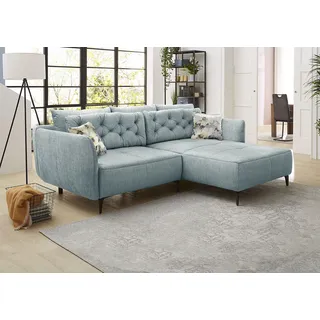 Jockenhöfer Eckcouch Velours 2,5-Sitzer Blau