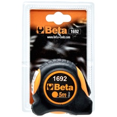 Beta 1692/5 Rollbandmaße, schlagfestes ABS Gehäuse aus Bimaterial (hochwertiges und schlagfestes ABS Stahlband, 5 m Stahlband, Präzisionsklasse: II, Biegemesser Gehäuse), Schwarz/Orange