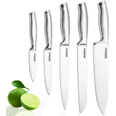 Svensbjerg Messer-Set, 5-tlg, Küchenmesser-Set, Kochmesser-Set, Chef-Messer, Scharfe Edelstahl-Messer | Küche, Obst, Gemüse, Fleisch, hochwertiges Profi Set | SB-KS101