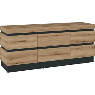TV Lowboard -  Evoke Eiche Nachbildung - B 160 cm - 2 Türen - 2 Schubladen - Braun, Grau