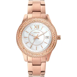 Fossil Stella Watch für Damen, Quarz-Dreizeiger-Datumswerk mit Edelstahlarmband