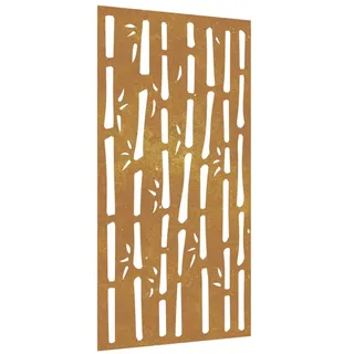 Garten-Wanddeko 105x55 cm Cortenstahl Bambus-Design - Braun