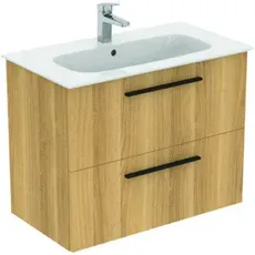 Ideal Standard i.life A Möbelpaket m. Waschtisch 80cm, u. Schrank, Griff schwarz, K8744, Farbe: Eiche Natur