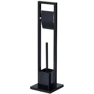 Idimex Toilettengarnitur Toma , Schwarz , Metall , Mode , 18x75x18 cm , Badezimmer, WC Ausstattung, Toilettenpapierhalter