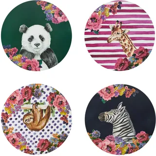 Mikasa Wild at Heart 25cm runde Tischsets aus Kork, Set mit 4 hitzebeständigen, rutschfesten und abwaschbaren Tischsets mit Tiermotiven
