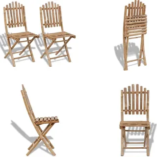 vidaXL Gartenstühle 2 Stk. Klappbar Bambus - Gartenstuhl - Gartenstühle - Outdoor Stuhl - Balkonstuhl - Braun