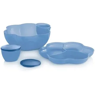 Tupperware Rührschüssel XXL Salatschüssel Servierschüssel Maximilian Salat Schüssel mit Deckel Salatbar Hefeteig Peng 5,6 Liter + 2 x 470 ml blau Set