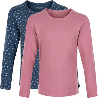 MINYMO Mädchen Basic 35 -T-shirt (2-pack) Bluse, Mehrfarbig (Rosa/Grau 568), 152 EU