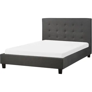 Beliani Polsterbett Grau 140 x 200 cm mit Lattenrost Gestepptes Muster Knopfverzierung Klassisch - Grau, Schwarz
