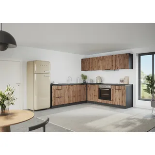 kochstation Winkelküche L-Form 240 x 240 cm beige