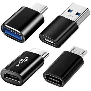 USB C Adapter 4 Stück, USB Typ C zu USB 3.0 OTG Adapter, Micro USB auf USB C Adapter Kompatibel mit MacBook Pro, Samsung Galaxy, Handy, PC