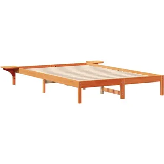 vidaXL Bettgestell mit Nachttischen Wachsbraun 140 x 220 cm - Braun