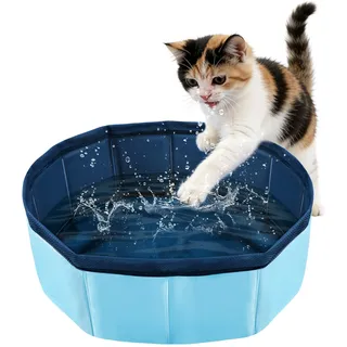 Katzenpool Faltbar Hundepool Klein, Mini Planschbecken für Katzen Pool 30×10cm, Mini Pool für Katzen Hunde Schwimmbecken, Katzenplanschbecken Faltbarer Haustierpool, Welpen Hundeplanschbecken