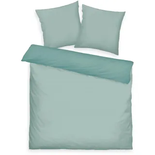 Tom Tailor Satin-Bettwäsche TWO-TONE SOLID COLORS Türkis 200 x 220 cm + 2 x 80 x 80 cm