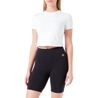 Champion Damen Rochester 1919 Logo High Waist Biker Shorts, Schwarz, S