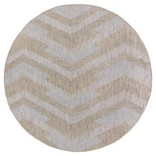 Outdoorteppich , Braun, Grau , Textil , geometrisch , rund , für Fußbodenheizung geeignet, schmutzabweisend, für Hausstauballergiker geeignet, pflegeleicht , Teppiche und Böden, Teppiche, Outdoorteppiche