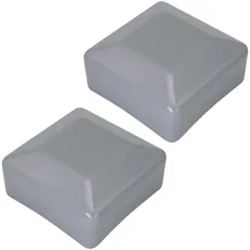 SKIR'CO (2 Stück) Zaunpfostenkappen, quadratisch 60 x 60 mm, graue Kunststoffkappen für Zaunpfosten, Fenstergrau RAL 7040