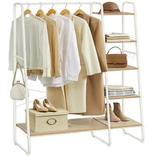 VASAGLE Garderobenständer 45 x 120 x 160 cm Eichenfarben-Mattweiß