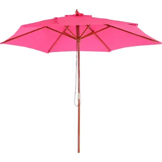 Sonnenschirm Florida, Gartenschirm Marktschirm, Ø 3m Polyester/Holz - pink - Rosa